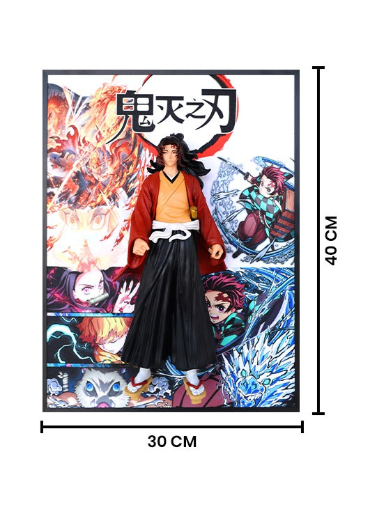Demon Slayer Yoriichi Tsugikuni 3D Wall Frame – Anime Room Décor - Size: 30 cm×40 cm